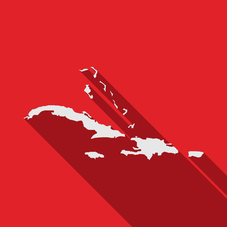 Caribbean map on red background with long shadowのイラスト素材