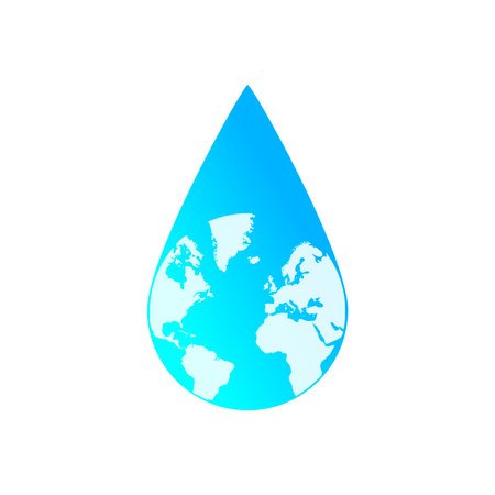 Planet earth in a drop of water, eco conceptのイラスト素材