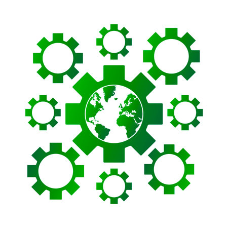 Ecology gears. Green world with eco-friendly concept idea.のイラスト素材