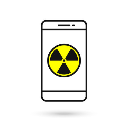 Mobile phone flat design with radiation sign.のイラスト素材