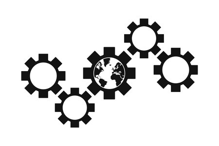 Ecology gear. World with eco-friendly concept idea.のイラスト素材