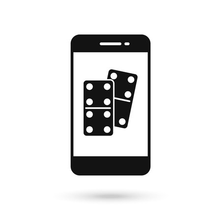 Mobile phone flat design with domino dice icon.のイラスト素材