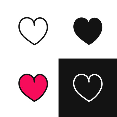 Heart illustrations, Love symbol icon set.のイラスト素材