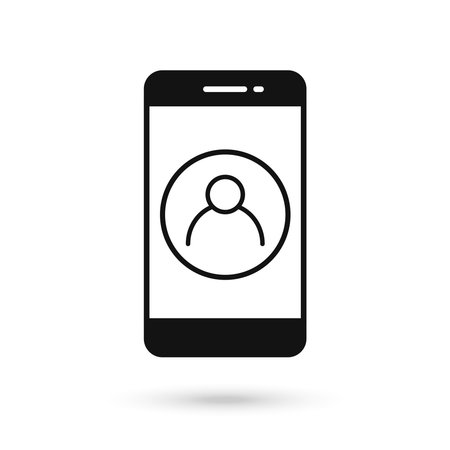 Mobile phone flat design with user avatar sign.のイラスト素材