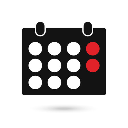 Calendar flat icon isolated on white background, vector illustrationのイラスト素材