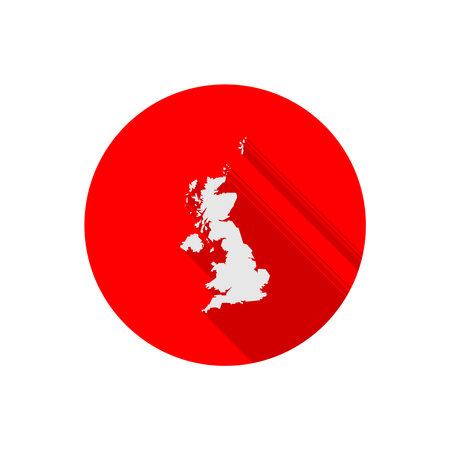 England map on red circle with long shadowのイラスト素材