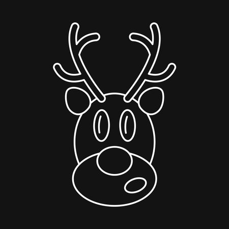 Reindeer icon Christmas card. Isolated on black background, vector illustration. Christmas designのイラスト素材