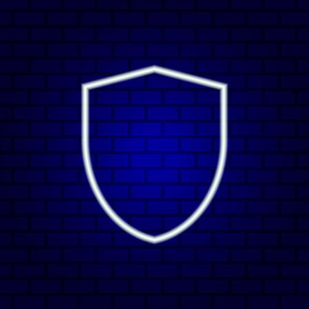Protection neon icon. Universal interface sign. Shield sign and symbol.の写真素材
