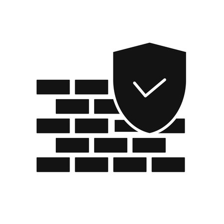 Firewall flat design vector black icon symbolのイラスト素材
