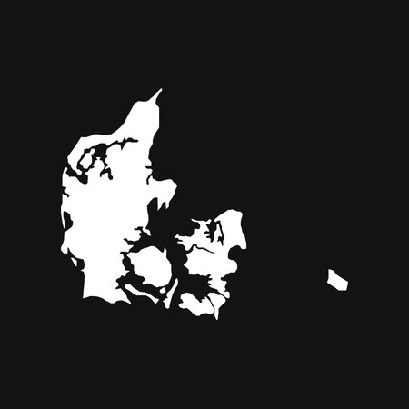 Map of Denmark isolated on black background.のイラスト素材