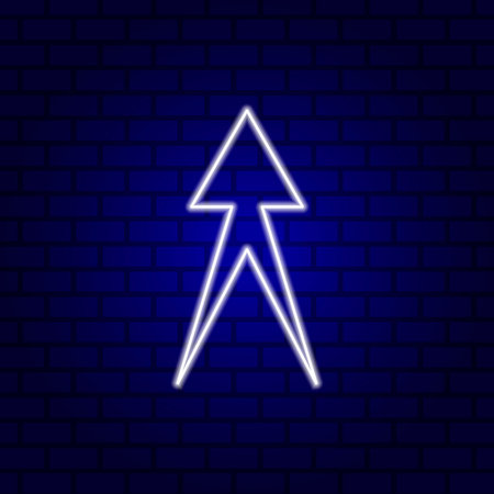 Glowing directional arrow neon sign. Vector illustration.の写真素材