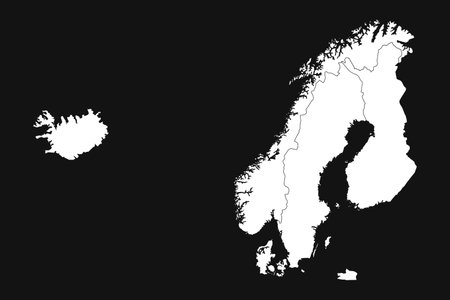 Map of Scandinavia on Black Backgroundのイラスト素材