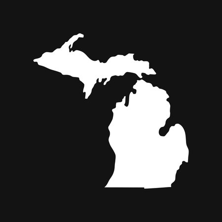 Michigan map on black backgroundのイラスト素材
