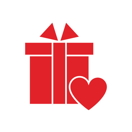 Gift Box Heart icon, Flat Designのイラスト素材
