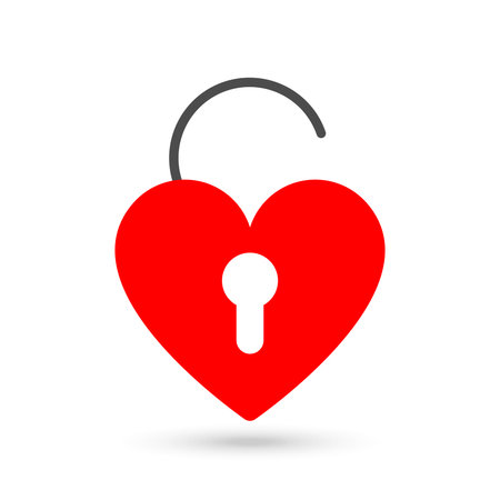 Open Love Lock Romance Glyph Iconのイラスト素材