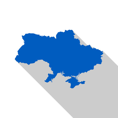 Vector Illustration of the Map of Ukraine with long shadowのイラスト素材