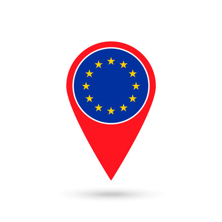 Map pointer with European Union. European Union flag. vector illustration.のイラスト素材