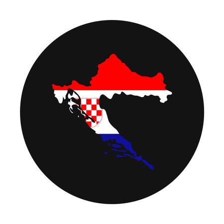 Croatia map silhouette with flag on black backgroundのイラスト素材