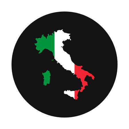 Italy map silhouette with flag on black backgroundのイラスト素材