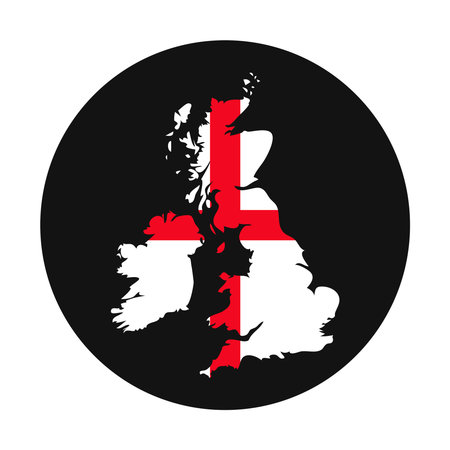 United Kingdom map silhouette with flag on black backgroundのイラスト素材