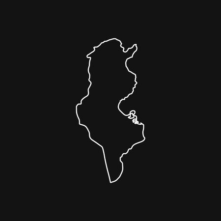 Map of Tunisia on Black Backgroundのイラスト素材