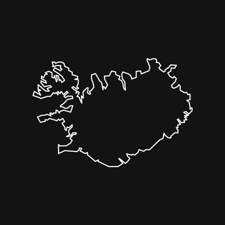 Iceland Map Isolated on Black Background.のイラスト素材