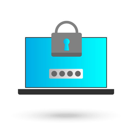 Computer or laptop protection icon flat design.のイラスト素材
