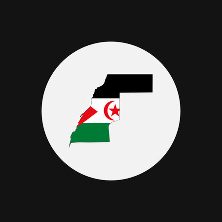 Western Sahara map silhouette with flag on white backgroundのイラスト素材