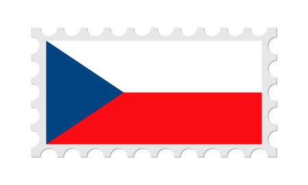 Czech Republic Postage Stamp With Shadow. vector illustration.のイラスト素材