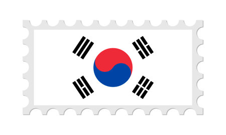 South Korea Postage Stamp With Shadow. vector illustration.のイラスト素材