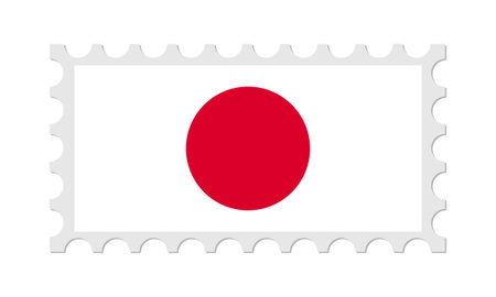 Japan Postage Stamp With Shadow. vector illustration.のイラスト素材