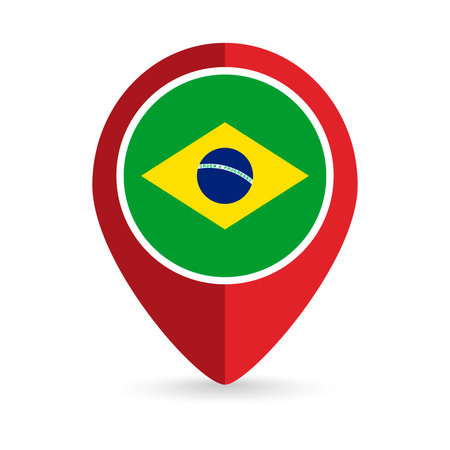Map pointer with contry Brazil. brazil flag. vector illustration.のイラスト素材