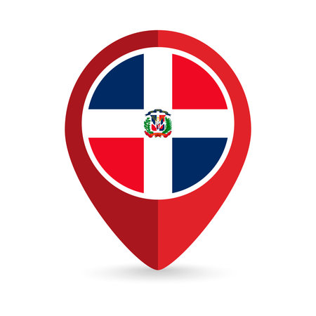 Map pointer with contry Dominican Republic. Dominican Republic flag. vector illustration.のイラスト素材