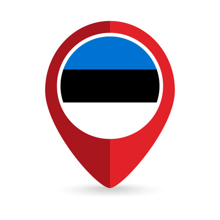 Map pointer with contry Estonia. Estonia flag. vector illustration.のイラスト素材