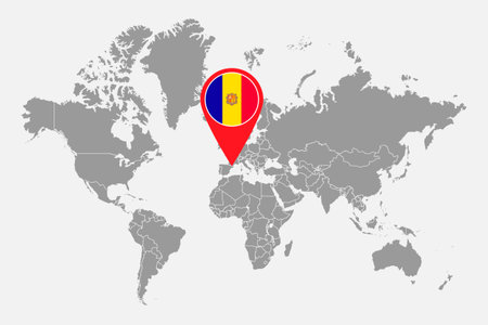 Pin map with Andorra flag on world map. vector illustration.のイラスト素材