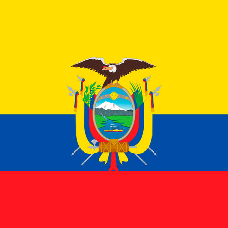 Ecuador flag, official colors. vector illustration.のイラスト素材