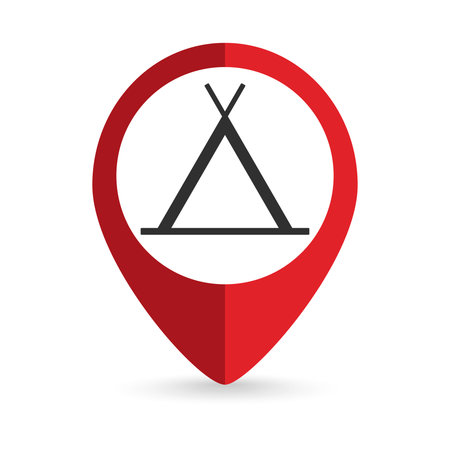 Map pointer with Wigwam icon. vector illustration.のイラスト素材