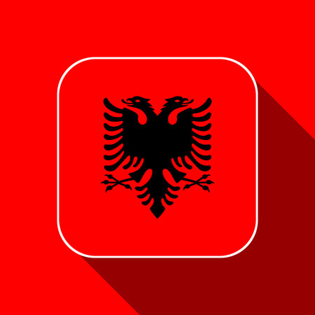 Albania flag, official colors. vector illustration.のイラスト素材