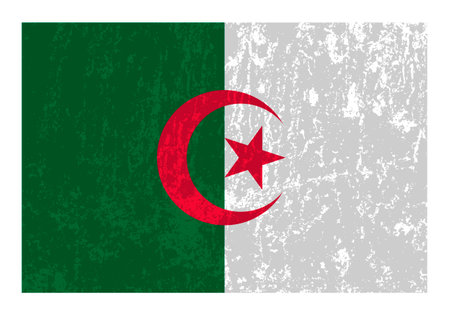 Algeria grunge flag, official colors and proportions. vector illustration.のイラスト素材