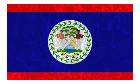 Belize grunge flag, official colors and proportions. vector illustration.のイラスト素材