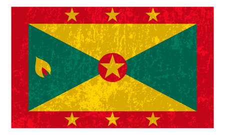 Grenada grunge flag, official colors and proportions. vector illustration.のイラスト素材