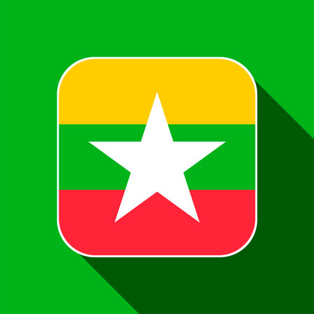 Myanmar flag, official colors. vector illustration.のイラスト素材