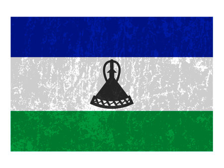 Lesotho grunge flag, official colors and proportion. vector illustration.のイラスト素材