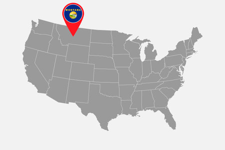 Map pointer with flag of Montana. vector illustration.のイラスト素材