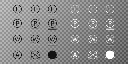 Laundry care icons. Machine and hand wash advice symbols. Icon set of laundry symbols, vector illustrationのイラスト素材