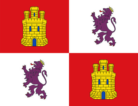 Castile and Leon flag, autonomous community of Spain. vector illustration.のイラスト素材