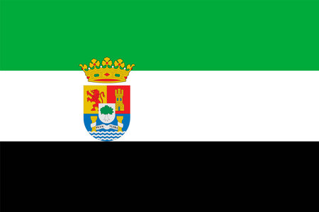 Extremadura flag, autonomous community of Spain. vector illustration.のイラスト素材