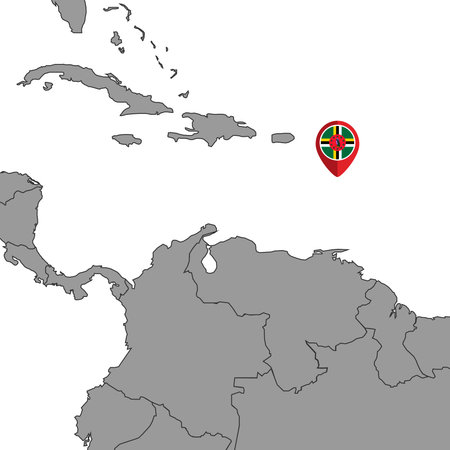 Pin map with Dominica flag on world map. vector illustration.のイラスト素材