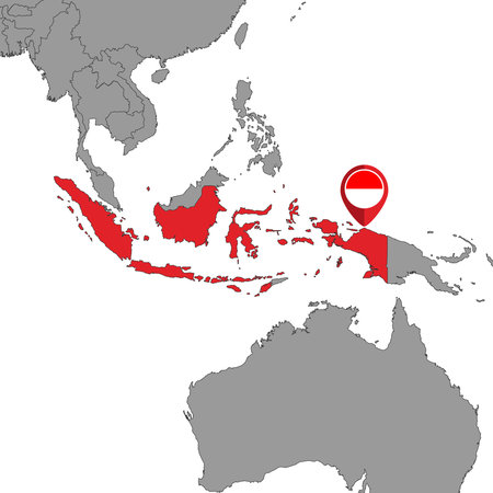 Pin map with Indonesia flag on world map. vector illustration.のイラスト素材