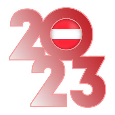 Happy New Year 2023 banner with Austria flag inside. vector illustration.